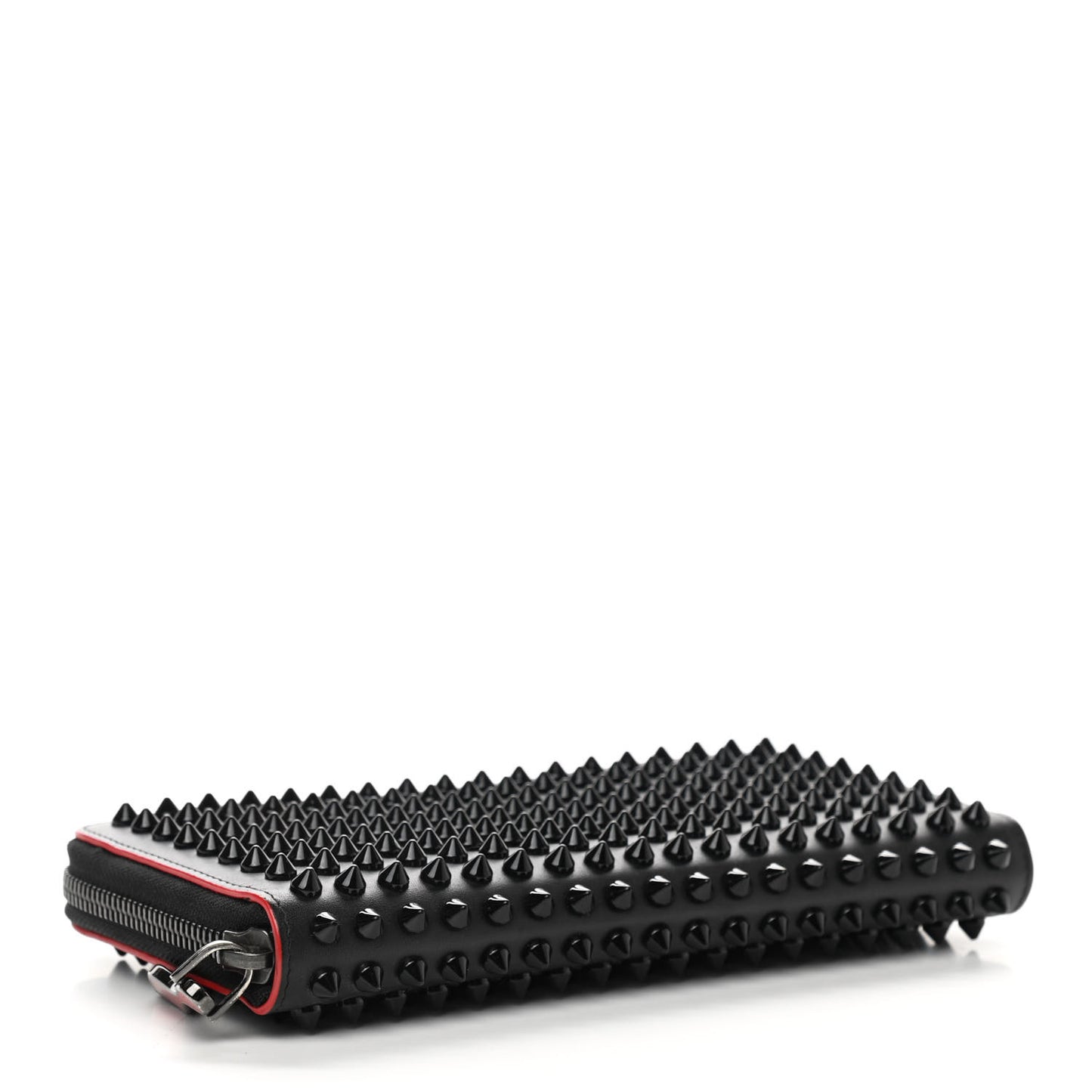 Calfskin Panettone Spiked Zip Around Wallet Black