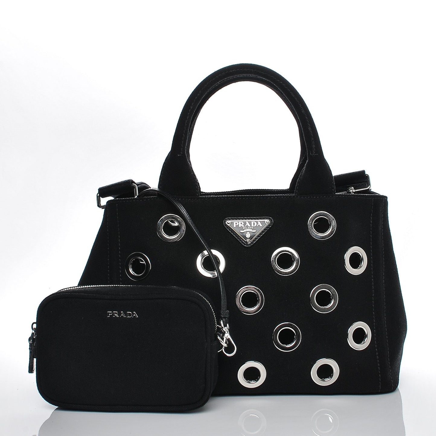 Canvas Canapa Grommet Small Tote Nero Black