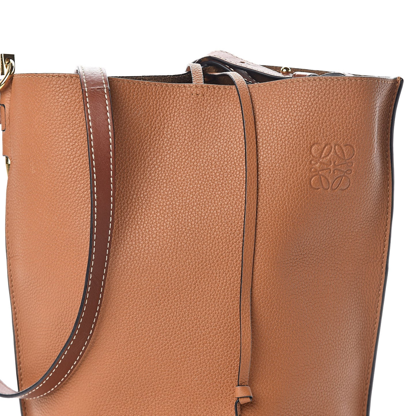 Calfskin Gate Bucket Bag Light Caramel
