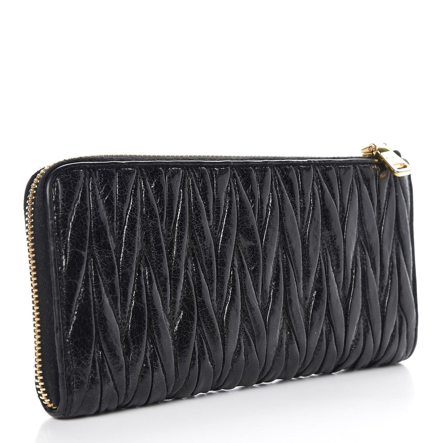 Nappa Matelasse Lux Zip Around Wallet Black