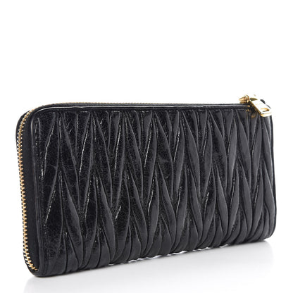 Miu Miu Nappa Matelasse Lux Zip Around Wallet Black 3 of 7