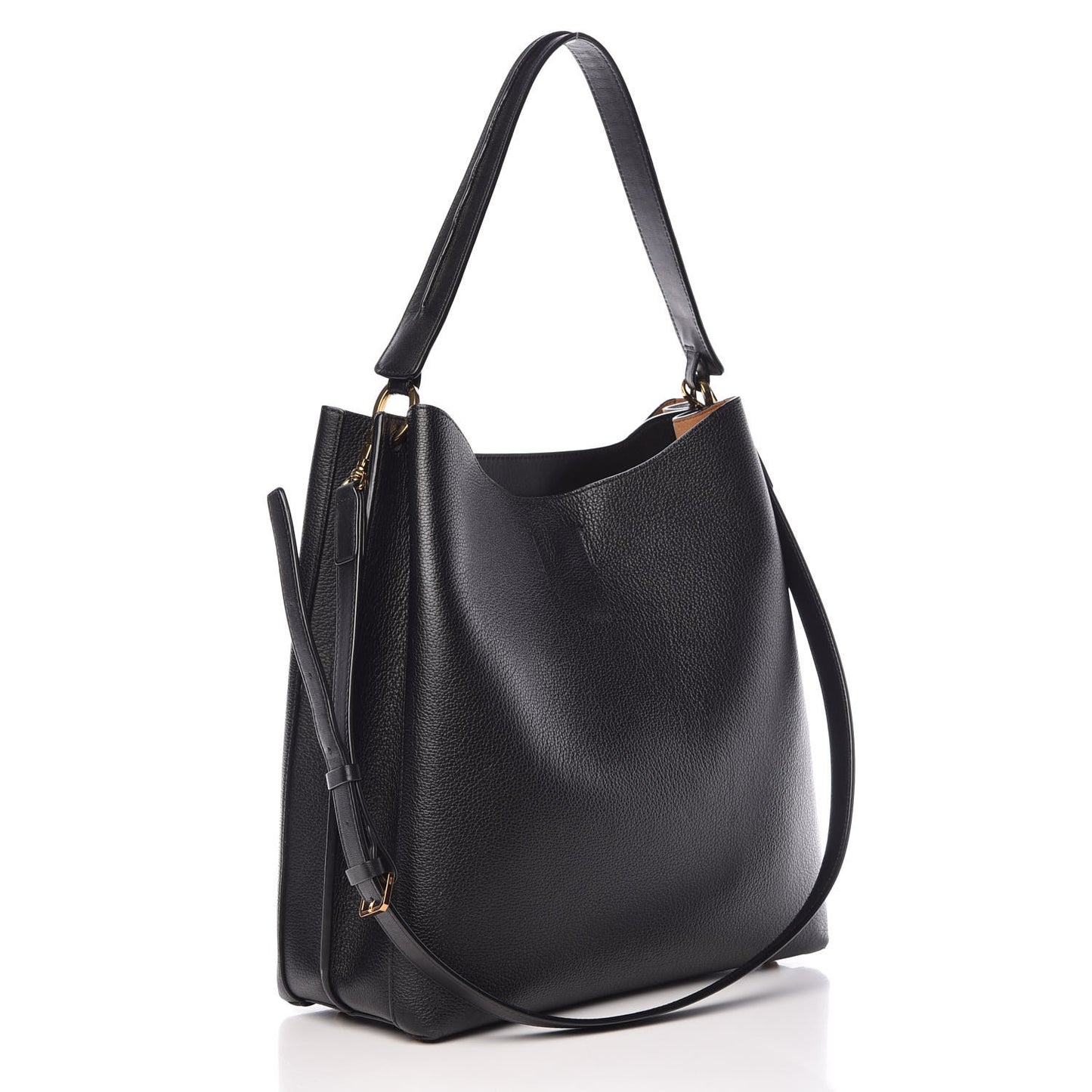 Grained Calfskin Large Milla Hobo Black