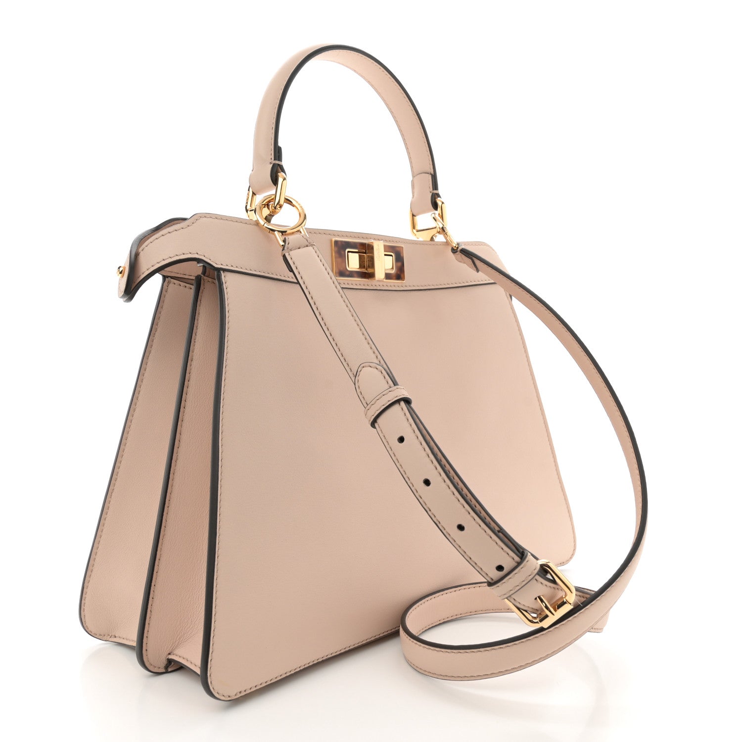 Fendi Vitello Seta Shiny Nappa Plexiglass Medium Peekaboo I SEE U Satchel Poudre 3 of 11