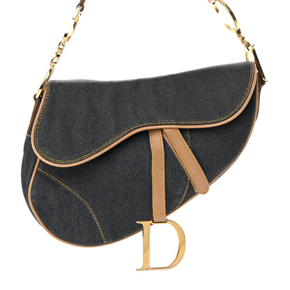 Christian Dior Denim Calfskin Saddle Bag Blue 8 of 20