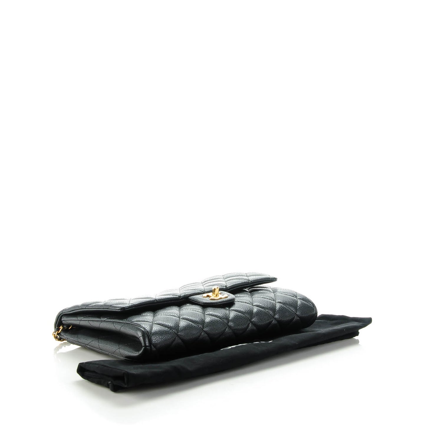 Caviar Quilted Clutch With Chain Flap Black