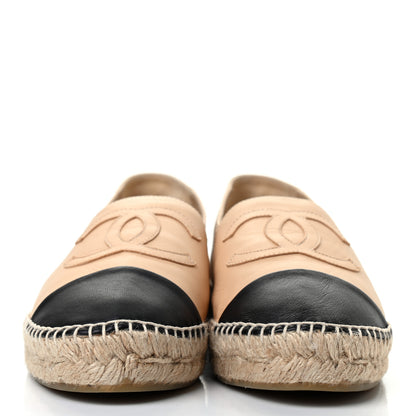 Chanel Lambskin CC Espadrilles 39 Beige Black 2 of 7