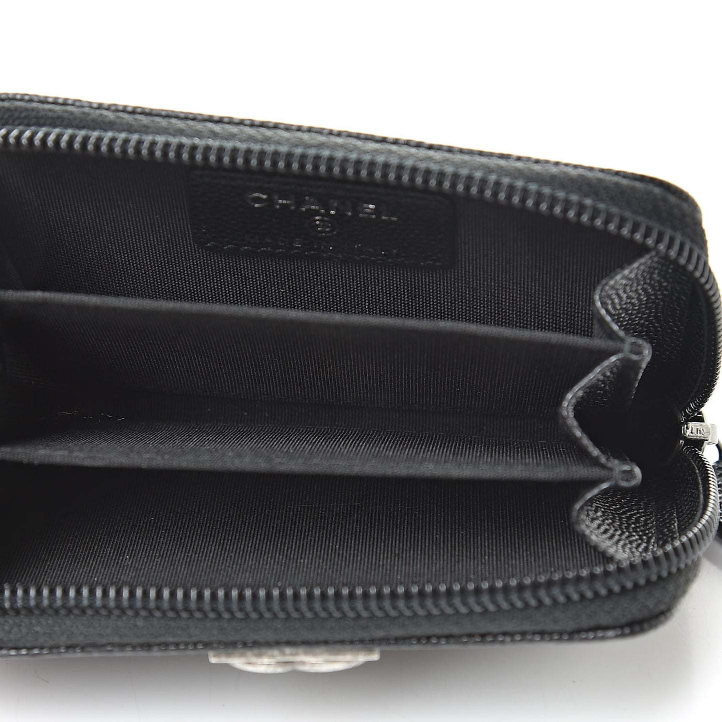 Caviar Quilted Boy Zip Around Coin Purse Wallet Black