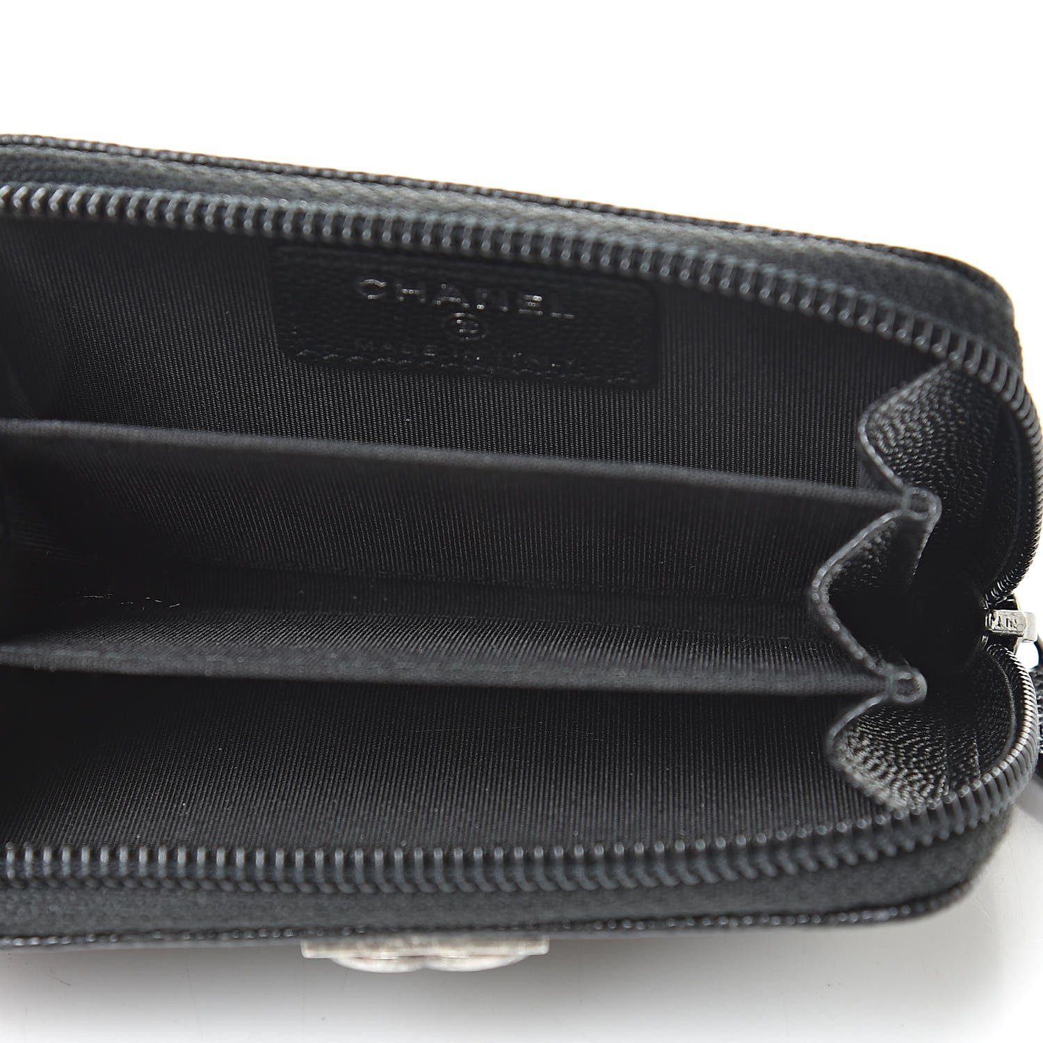 Chanel Caviar Quilted Boy Zip Around Coin Purse Wallet Black 5 of 8