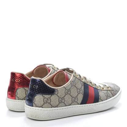 Gucci GG Supreme Monogram Womens Ace Low-Top Sneaker 35 Beige 4 of 11