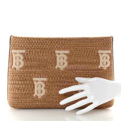 Burberry Raffia TB Duncan Pouch Natural Beige 2 of 6