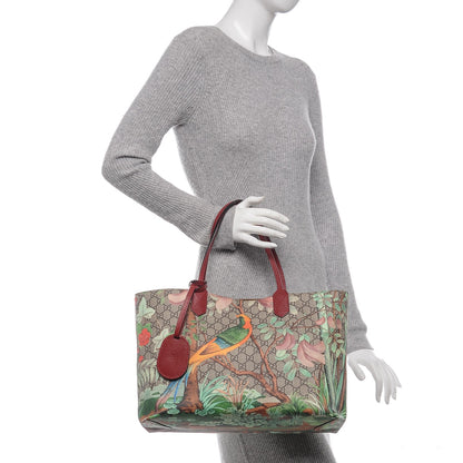 Gucci GG Supreme Monogram Tian Medium Shopping Tote Beige Multicolor Red 2 of 6