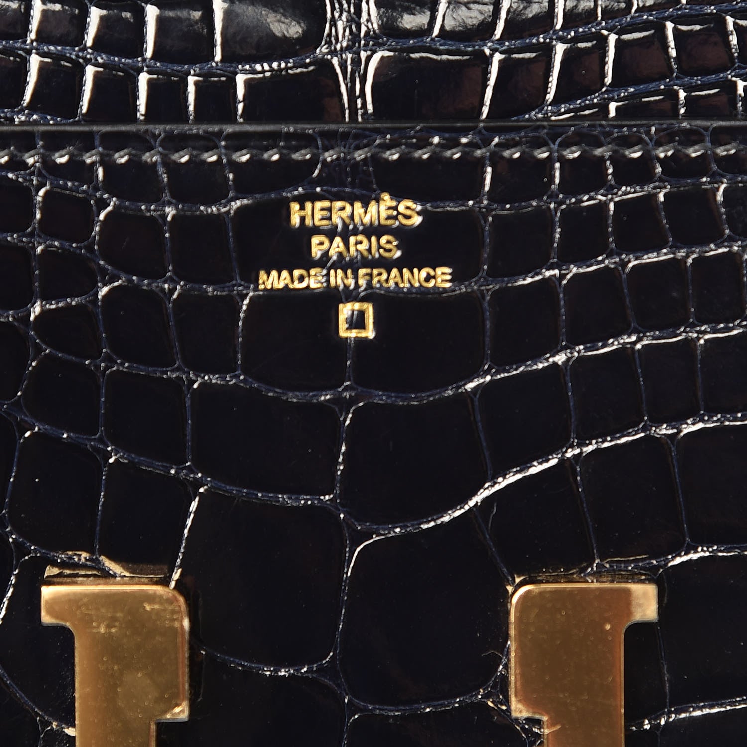 Hermes Shiny Alligator Constance Long Wallet Bleu Marine 6 of 8