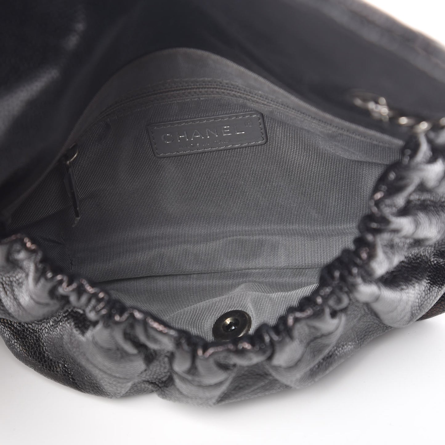 Caviar Quilted Medium Elastic Flap Black
