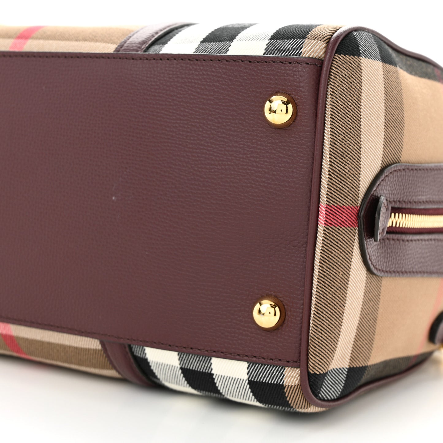 House Check Derby Calfskin Medium Alchester Bowling Bag Mahogany Red