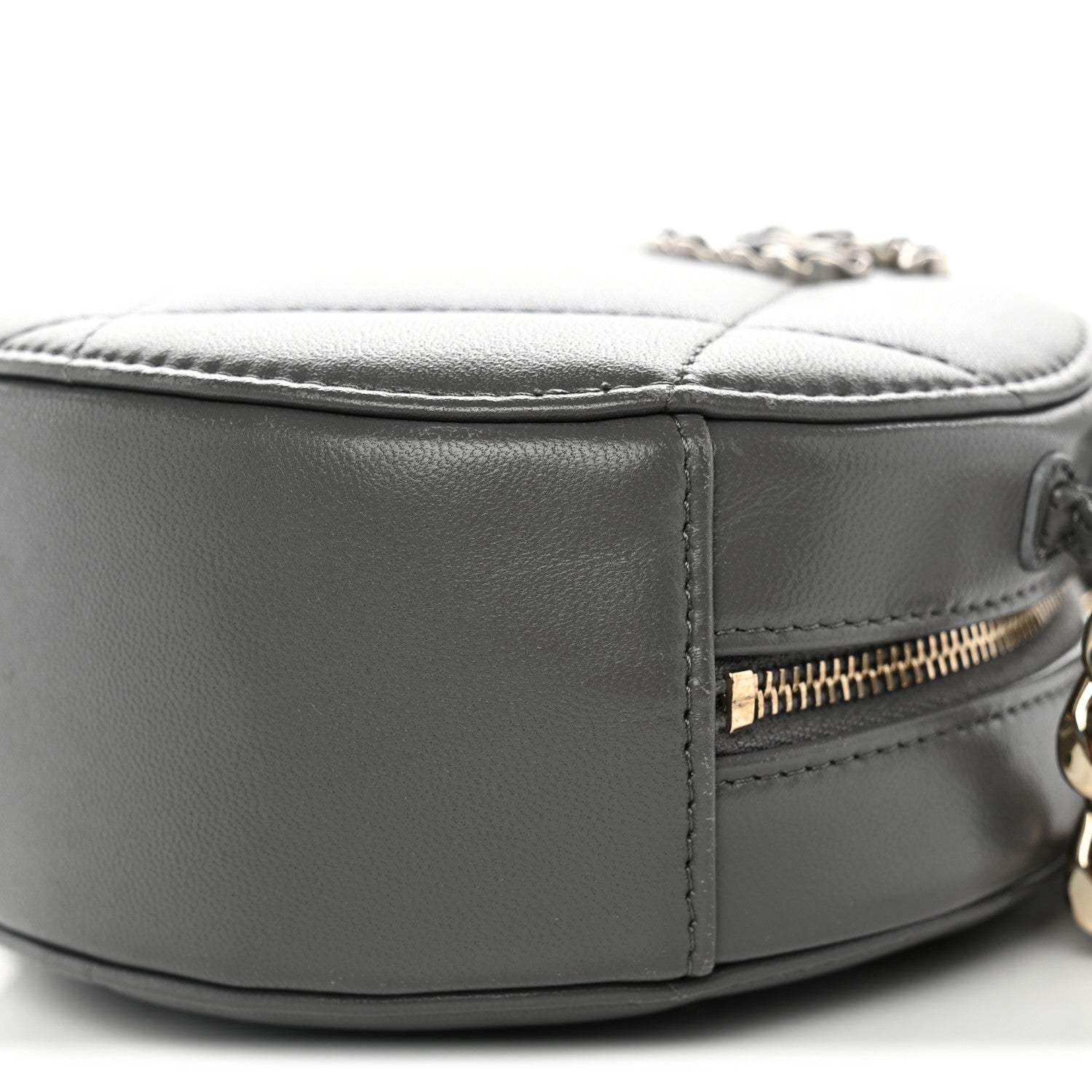 Chanel Lambskin Quilted Chanel 19 Round Clutch With Chain Grey 10 of 10