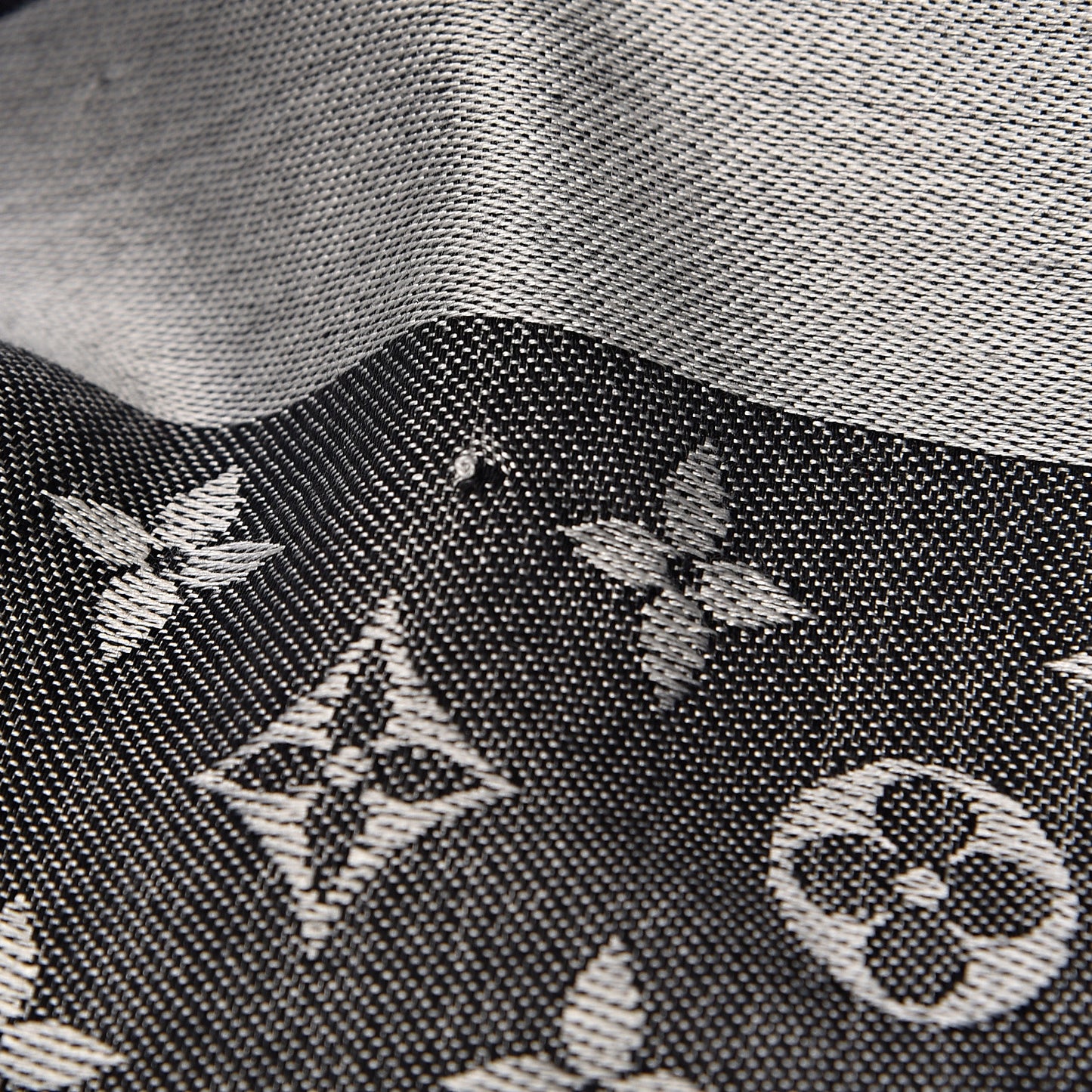 Wool Silk Monogram Denim Shawl Black