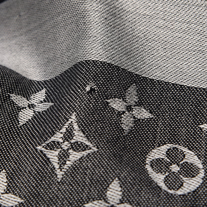 Louis Vuitton Wool Silk Monogram Denim Shawl Black 5 of 13