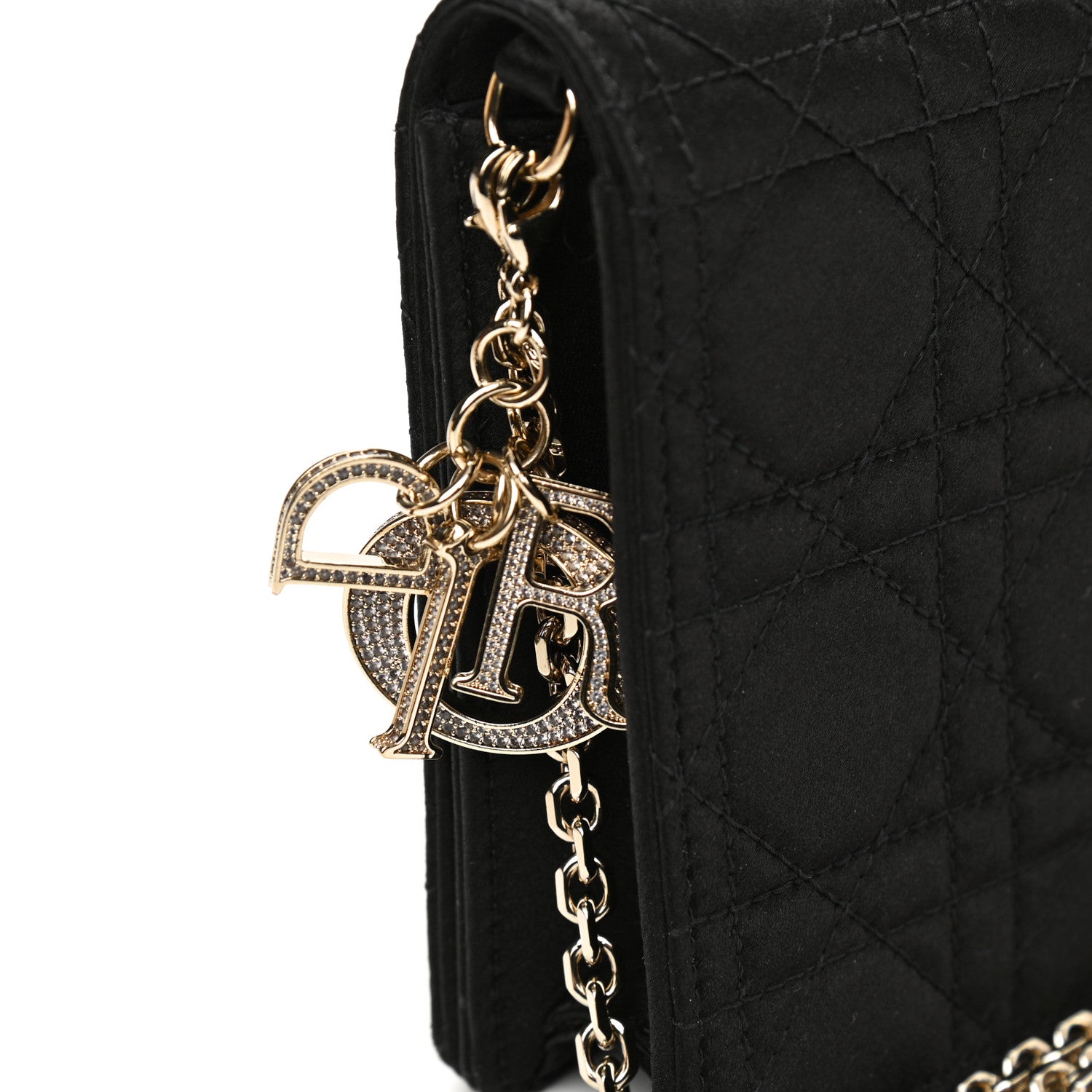 Christian Dior Satin Cannage Lady Dior Clutch Black 9 of 11