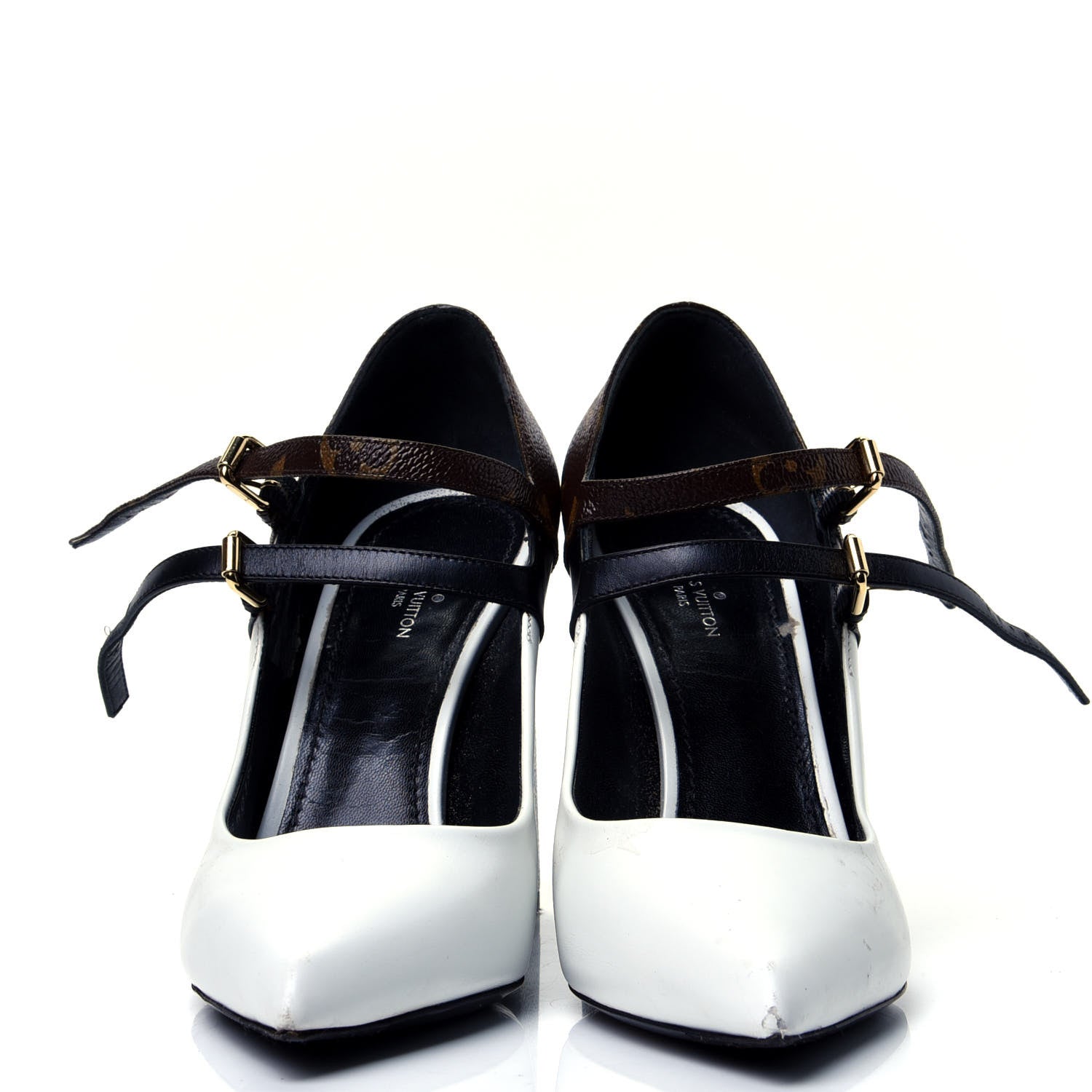 Louis Vuitton Calfskin Monogram Matchmake Strap Pumps 38.5 Black White 2 of 6