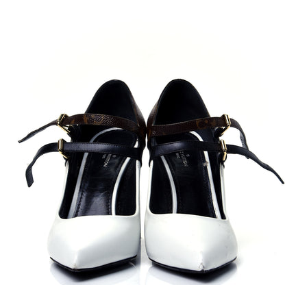 Louis Vuitton Calfskin Monogram Matchmake Strap Pumps 38.5 Black White 2 of 6