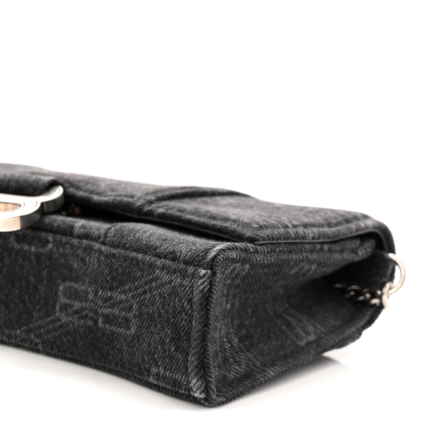 Balenciaga Denim BB Monogram Hourglass Chain Bag Black 9 of 9