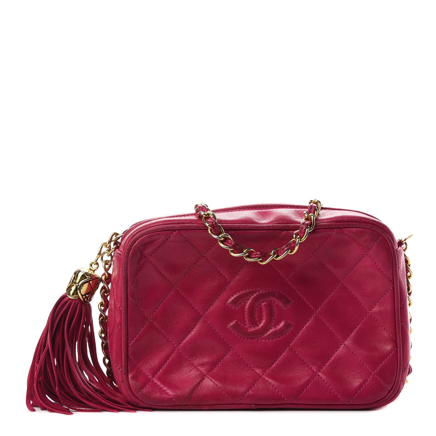 Chanel Lambskin Quilted CC Tassel Camera Case Pink 1 of 12