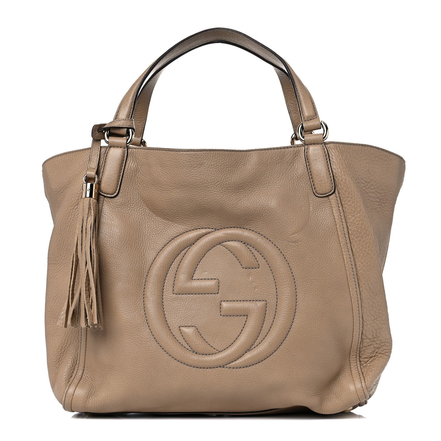 Pebbled Calfskin Medium Soho Shoulder Bag Camelia