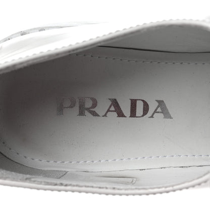 Prada Spazzolato Metal Triangle Logo 50mm Loafers 38.5 White 6 of 11