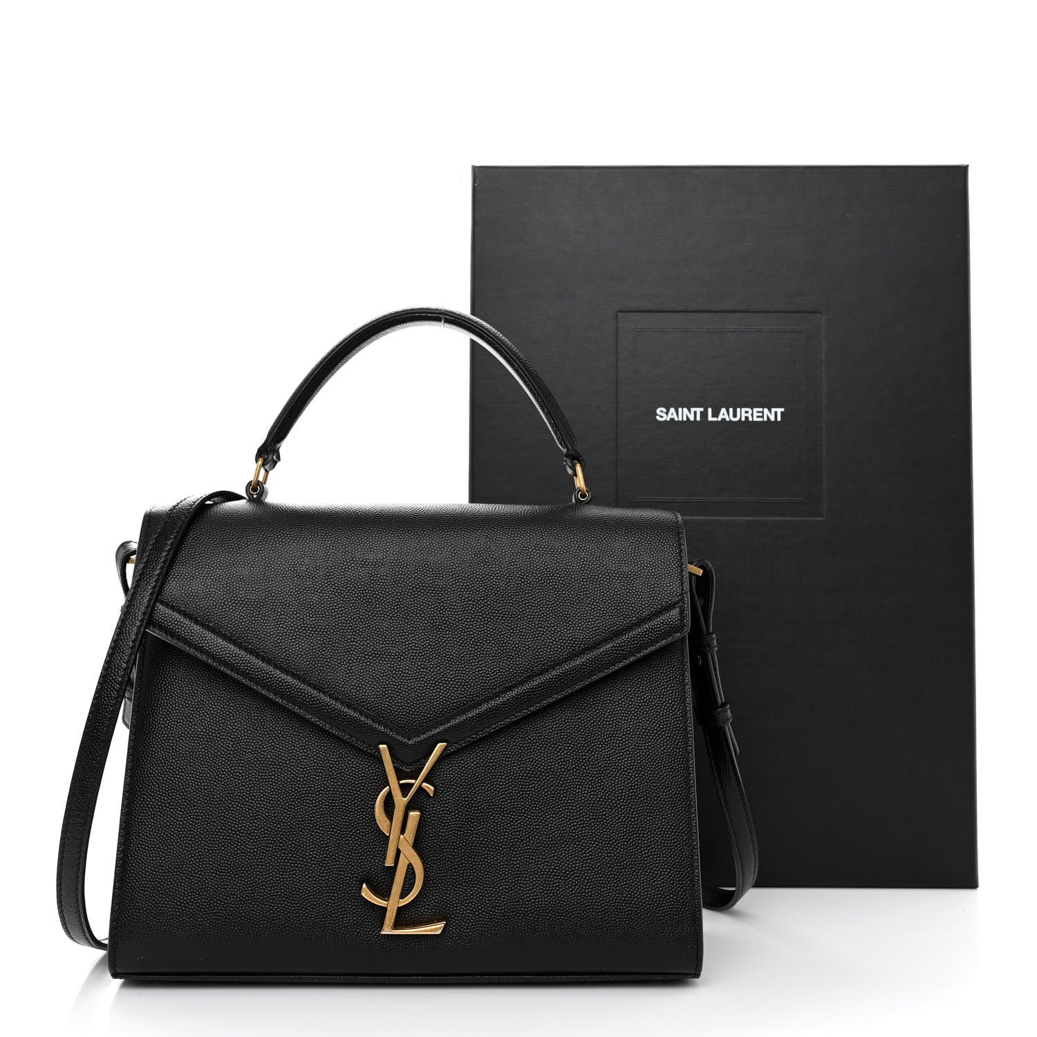 Saint Laurent Grain de Poudre Medium Classic Monogram Cassandra Top Handle Black 10 of 10