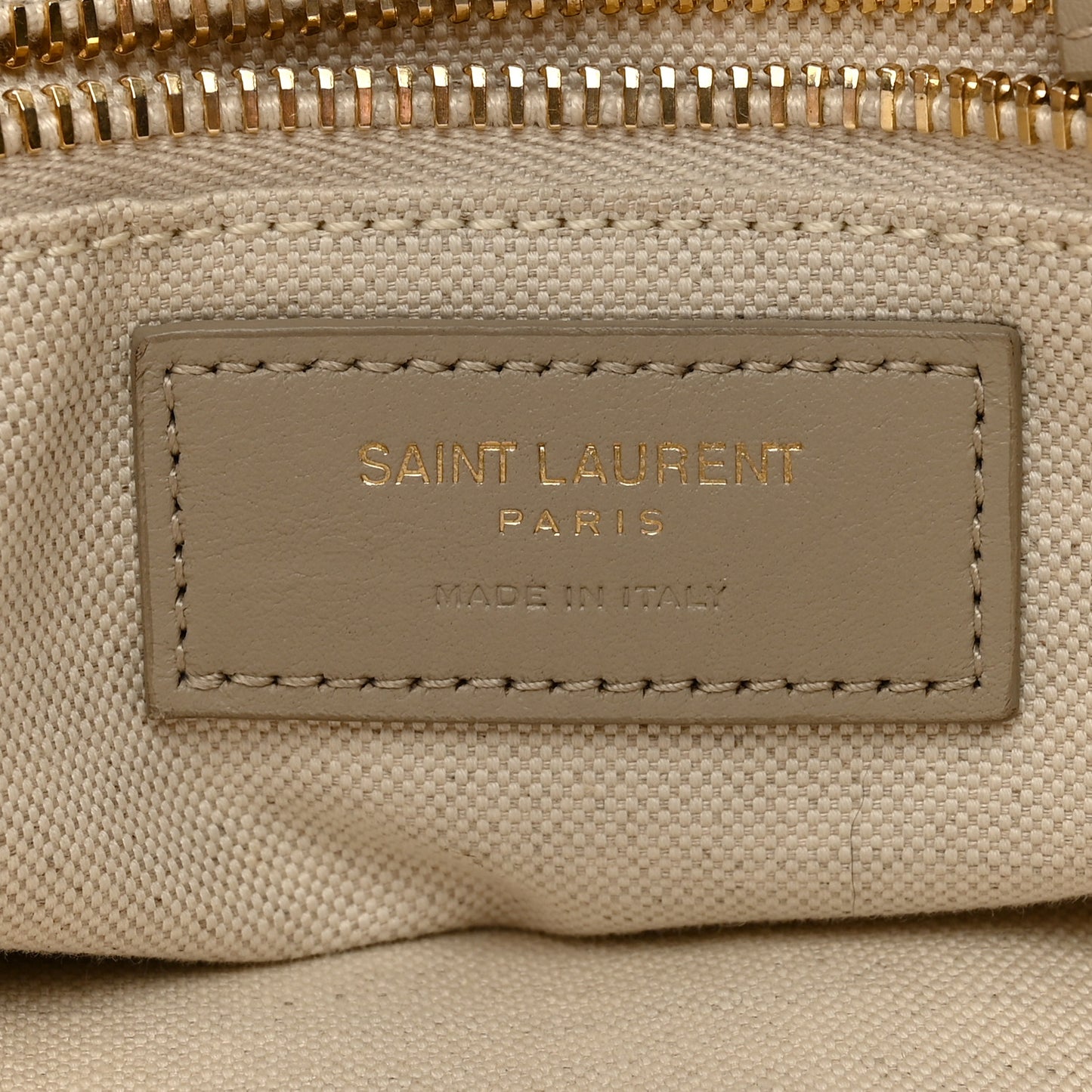 SAINT LAURENT Linen Calfskin Small Rive Gauche Tote Beige Sea Salt
