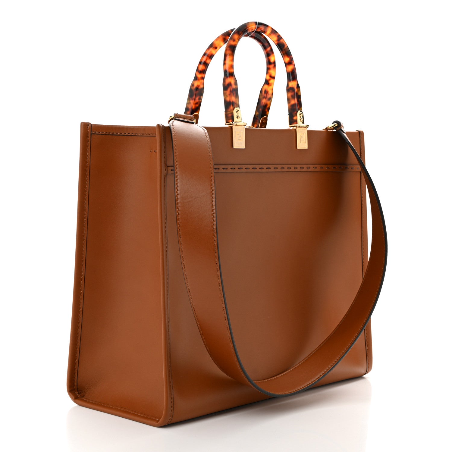Fendi Vitello King Plexiglass Medium Fendi Sunshine Shopper Tote Cuoio 3 of 9