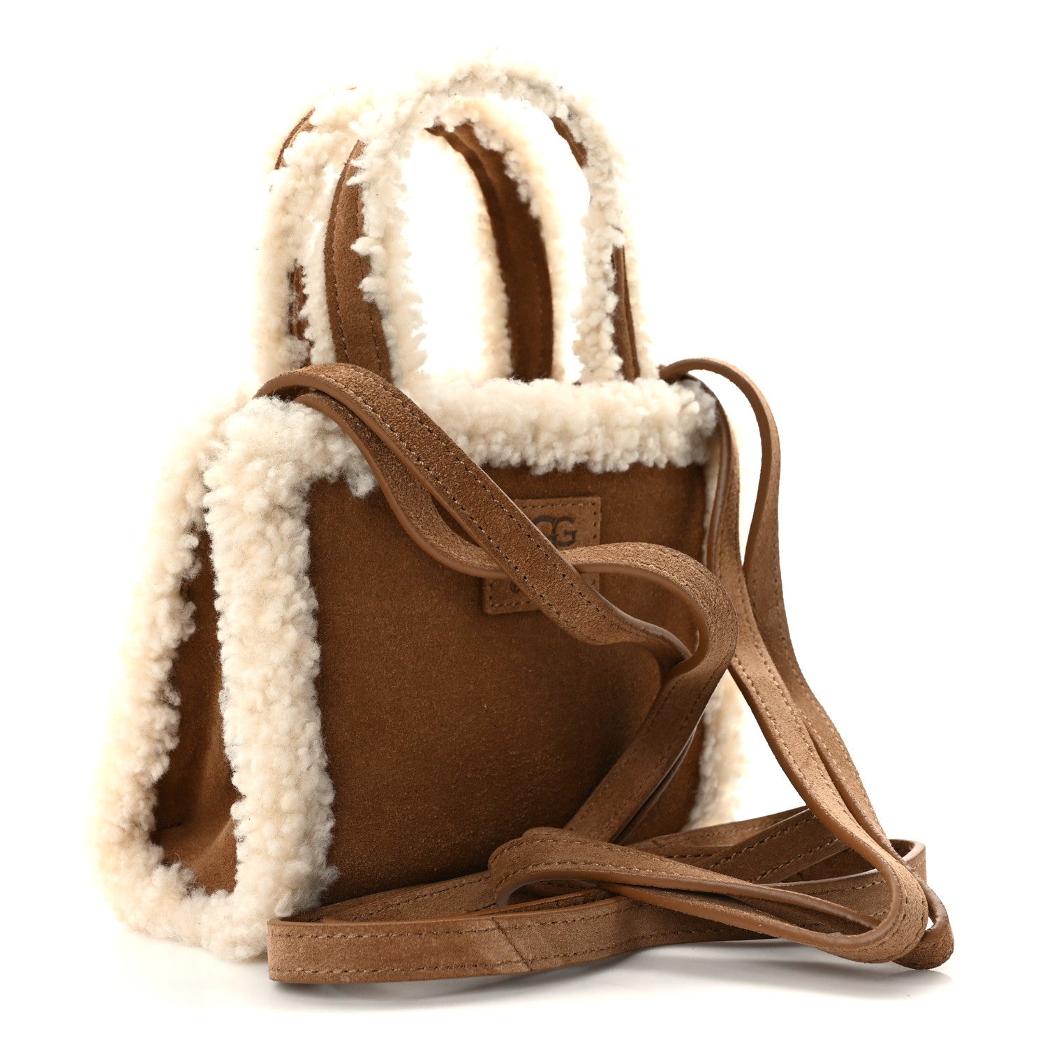 Telfar X UGG Suede shearling Small Shopping Bag Chestnut 3 of 10