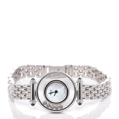 Chopard 18K White Gold 5 Diamond Mother of Pearl 22mm Happy Diamonds Quartz Watch 3 of 7
