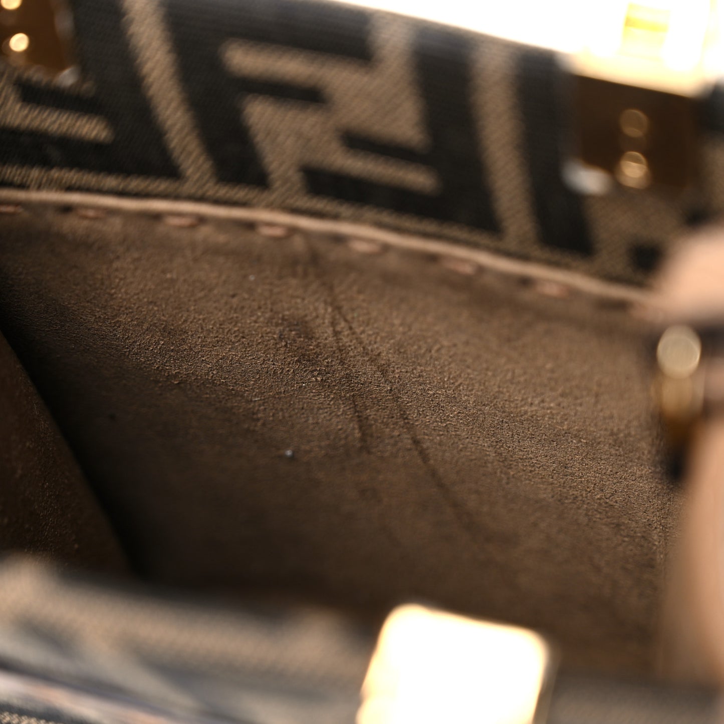 Fabric Jacquard Vitello King Plexiglass FF 1974 Mini Fendi Sunshine Shopper Tote Tobacco Moro Sand