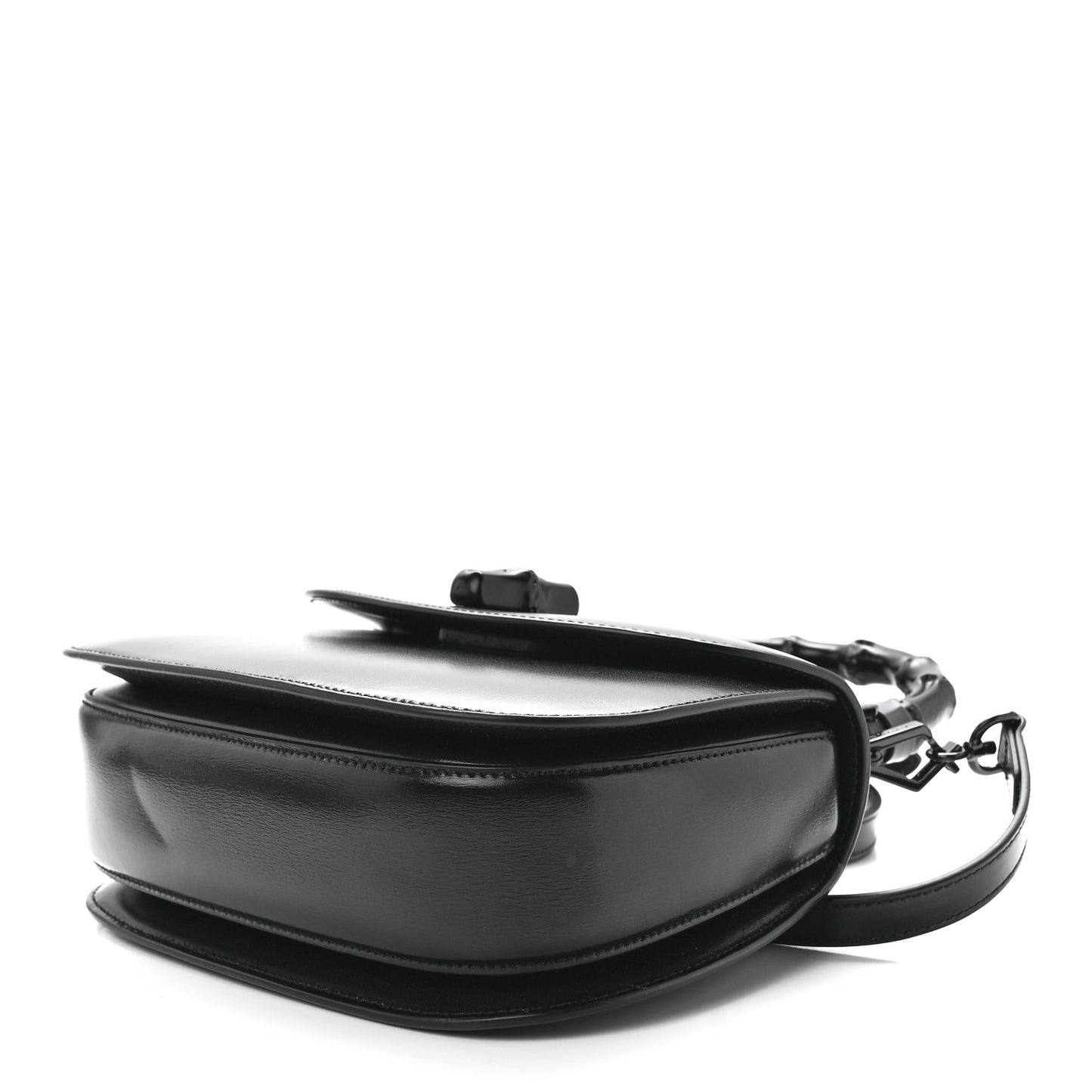 Boarded Dyana Lux Calfskin Web Monochrome Small Bamboo 1947 Top Handle Bag Black