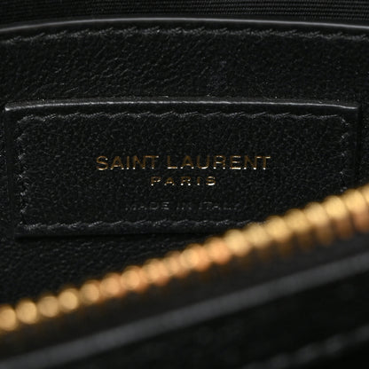 Saint Laurent Sheepskin Matelasse Chevron Monogram Medium College Bag Black 6 of 10