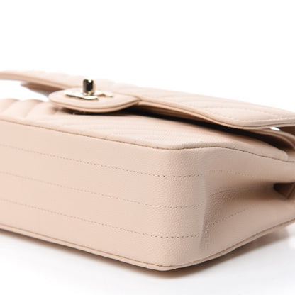 Chanel Caviar Chevron Quilted Small Double Flap Beige 7 of 11