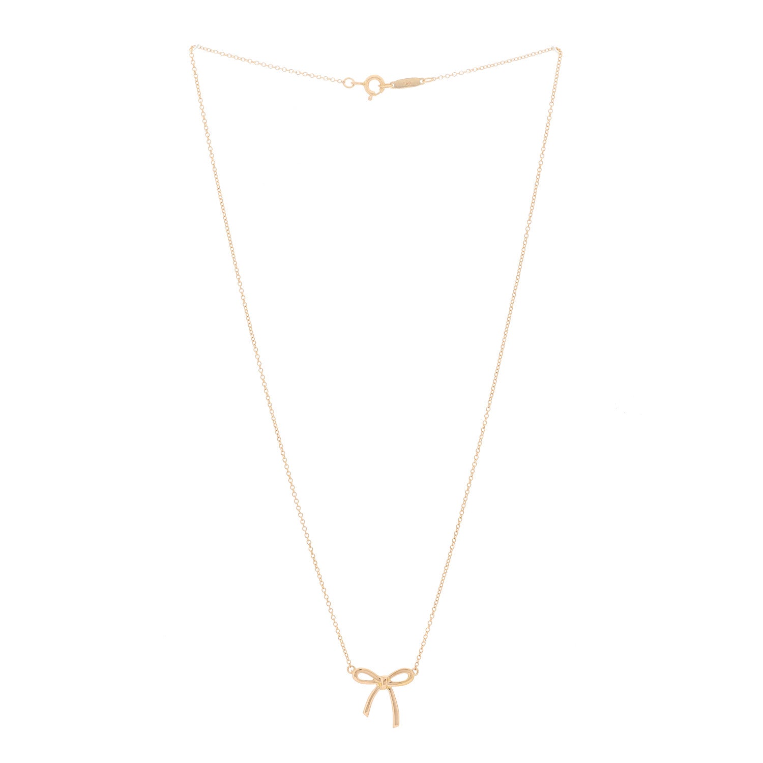 Tiffany 18K Rose Gold Mini Bow Pendant Necklace 3 of 5