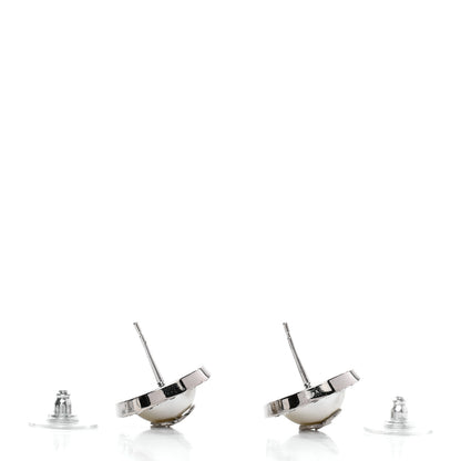 Chanel Pearl Baguette CC Round Earrings Silver 3 of 4