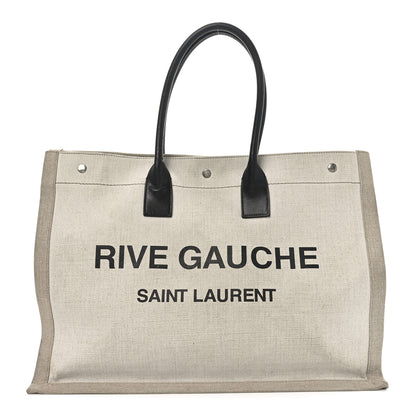 Saint Laurent Linen Calfskin Rive Gauche Tote Greggio Natural 1 of 11