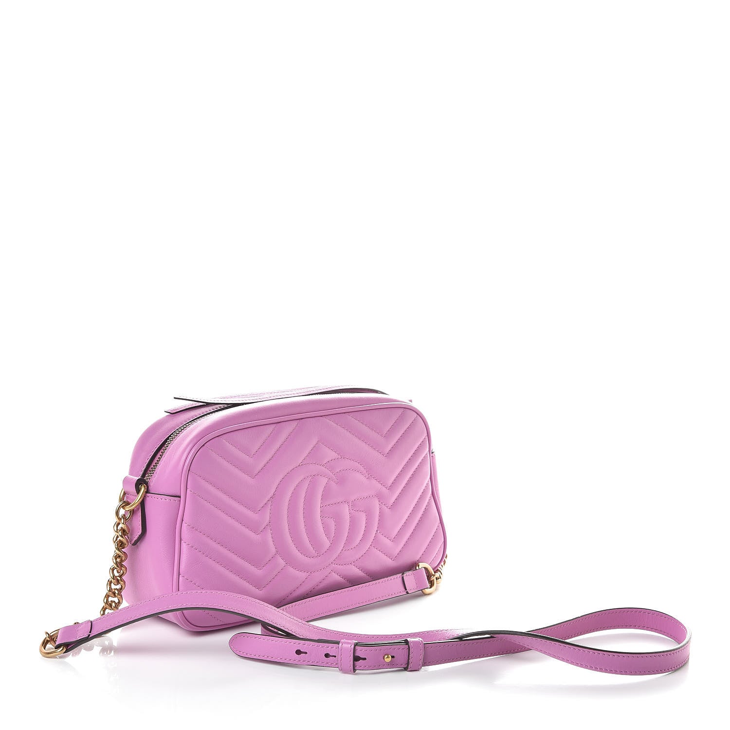 Gucci Calfskin Matelasse Small GG Marmont Chain Shoulder Bag Candy Mousse 3 of 12