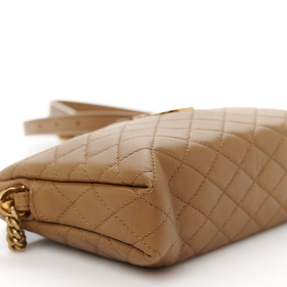 Saint Laurent Lambskin Quilted Gaby Zipped Pouch Dark Cork 8 of 9