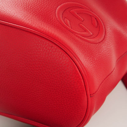 Gucci Pebbled Calfskin Small Soho Drawstring Backpack Tabasco Red 8 of 8