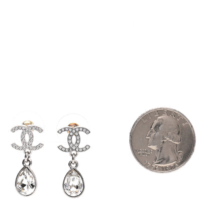 Chanel Crystal CC Teardrop Earrings Silver 2 of 5
