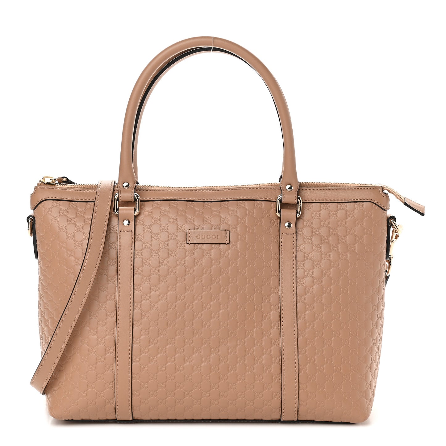 Soft Microguccissima Small Zippered Satchel Camelia