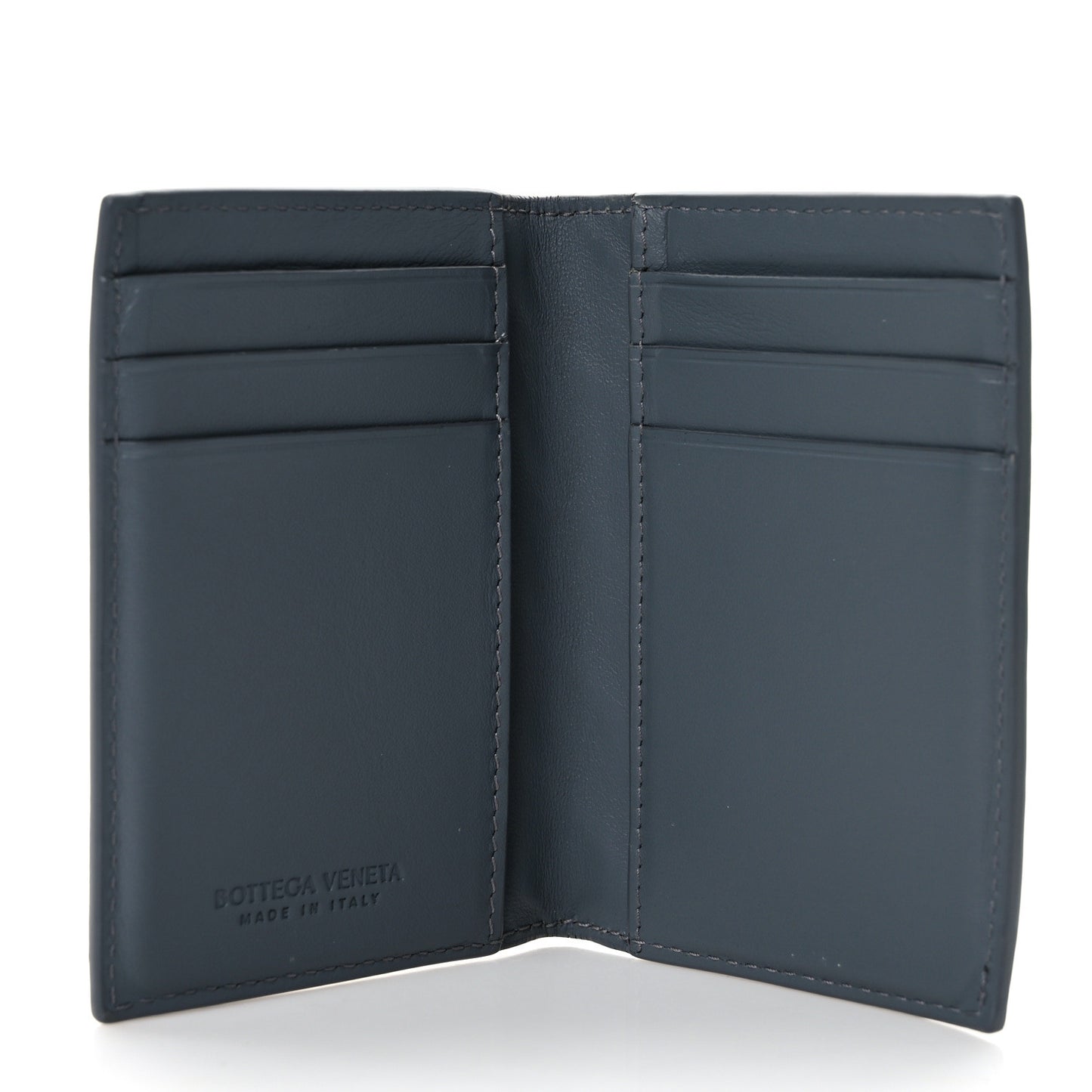 Nappa Maxi Intrecciato Bi-Fold Card Holder Thunder
