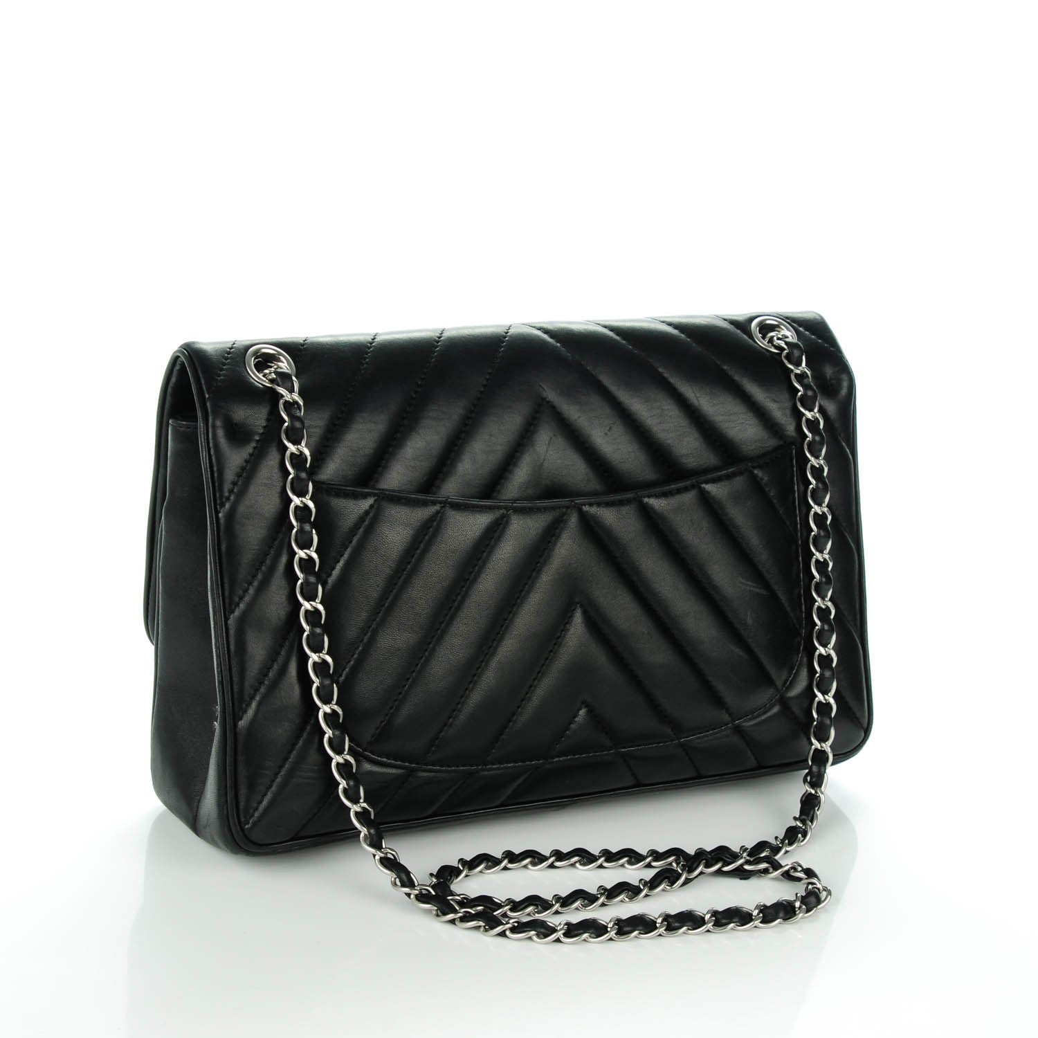 Chanel Lambskin Chevron Jumbo Leo Lion Flap Black 3 of 8