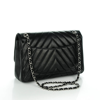 Chanel Lambskin Chevron Jumbo Leo Lion Flap Black 3 of 8
