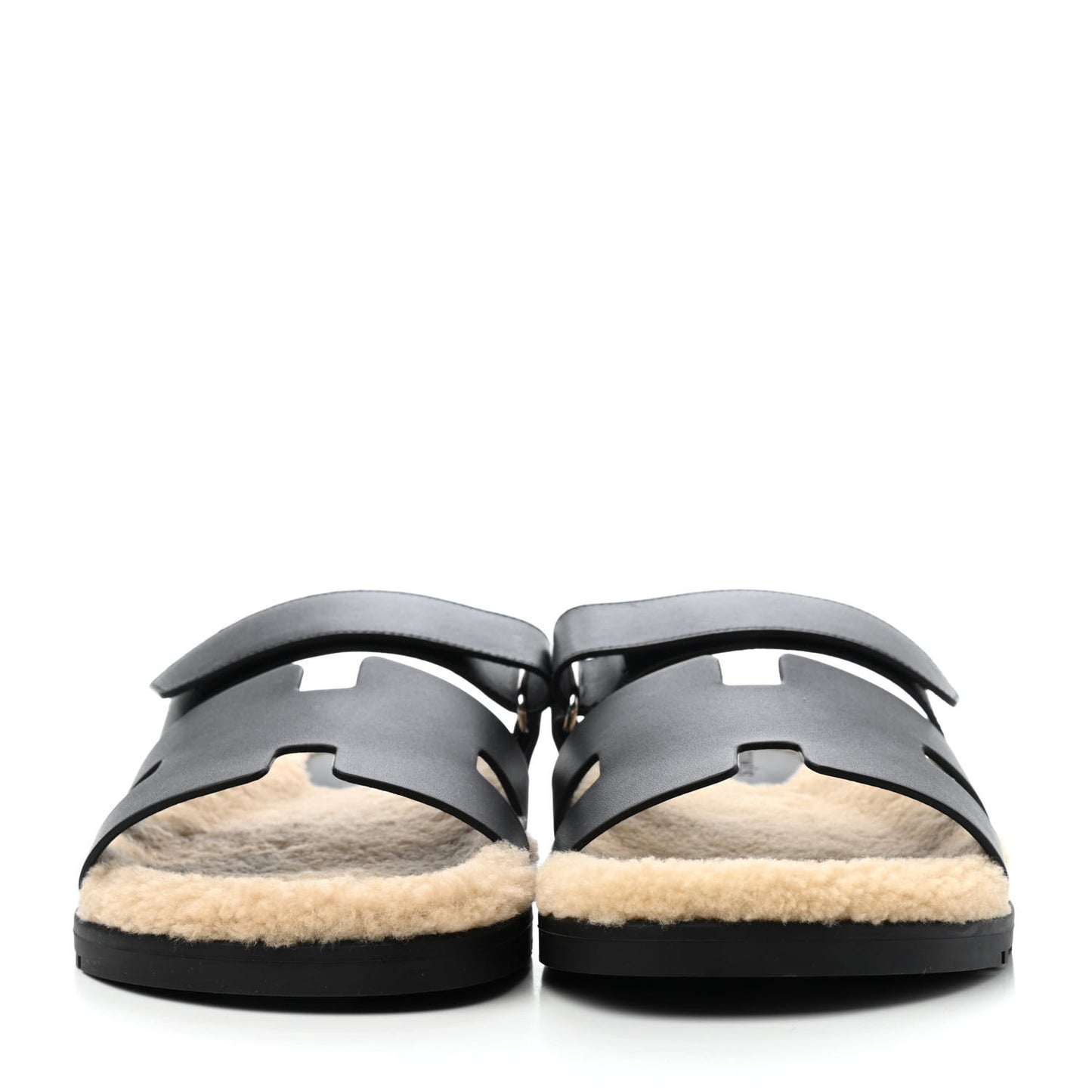 Veau Indios Woolskin Mens Chypre Sandals 41 Black Ecru