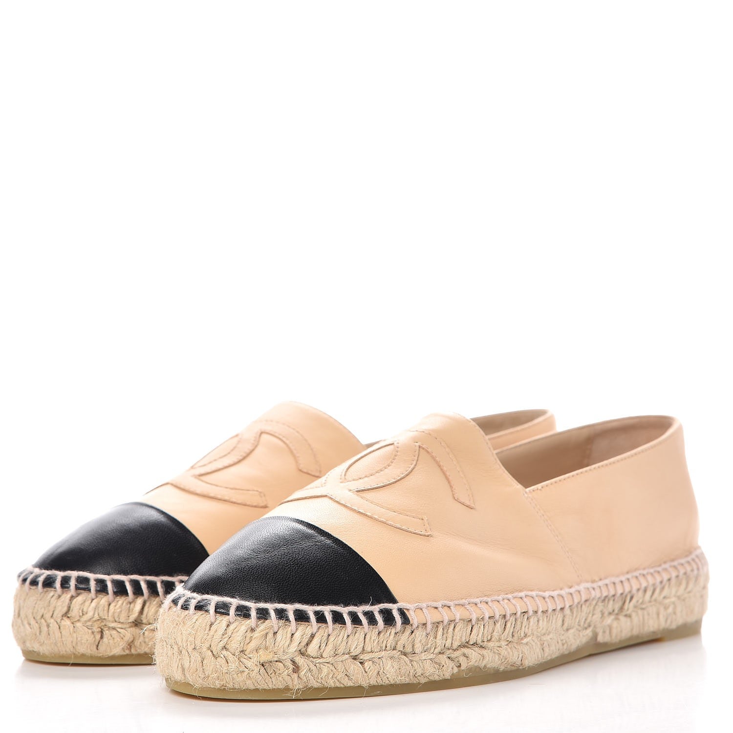 Chanel Lambskin CC Espadrilles 41 Beige Black 3 of 11
